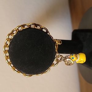 Vintage BETSEY JOHNSON Dollhouse Yellow Princess Duckie Toggle Bracelet.